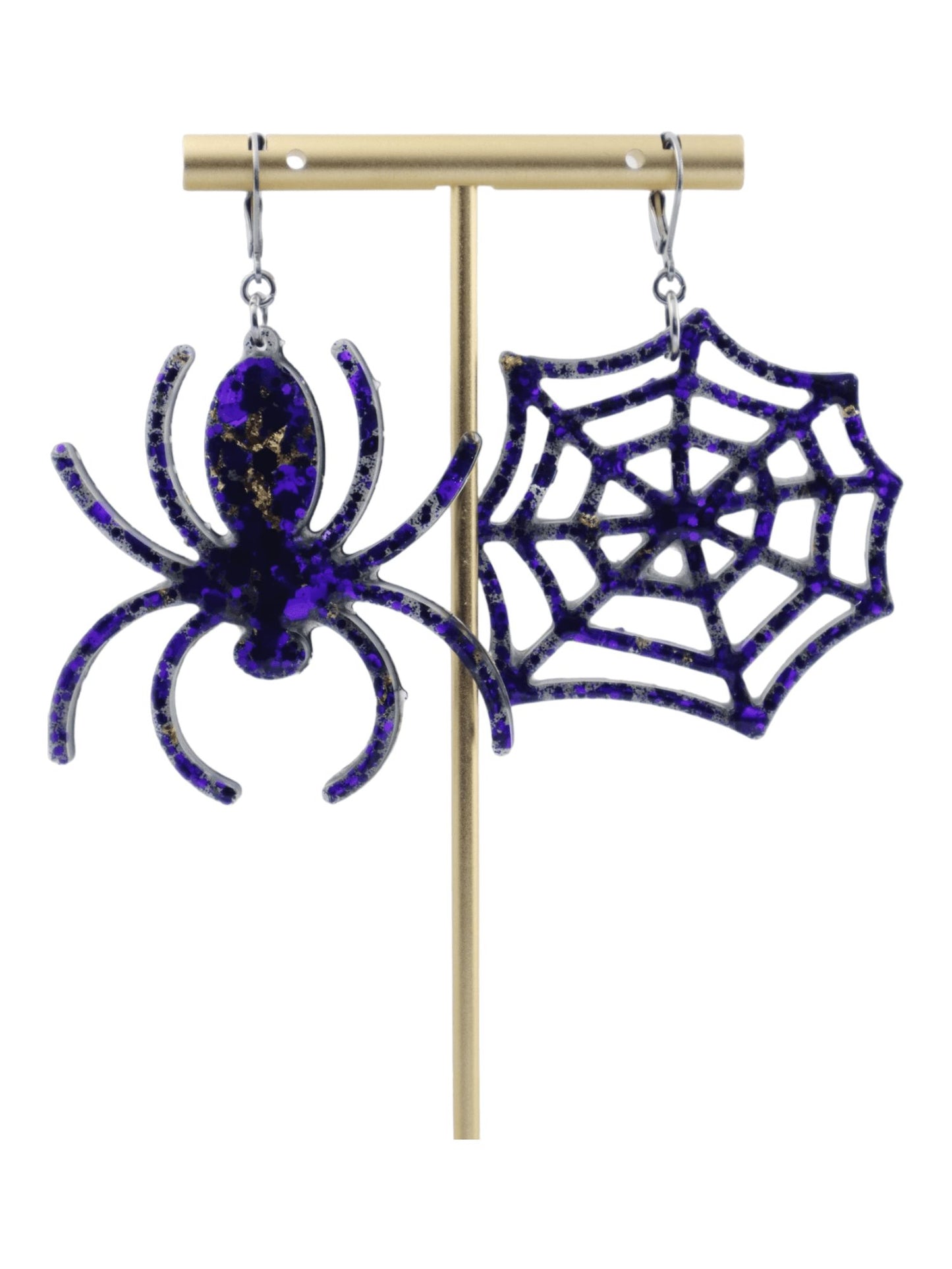Spiderweb-Earrings---Purple-Glittery-Halloween-Earrings---Kaleidoscopes-And-Polka-Dots