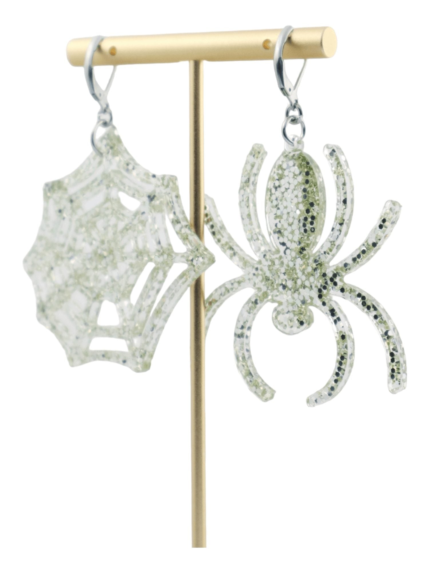 Spiderweb-Earrings---Silver-Glittery-Halloween-Earrings---ANGLE-Kaleidoscopes-And-Polka-Dots