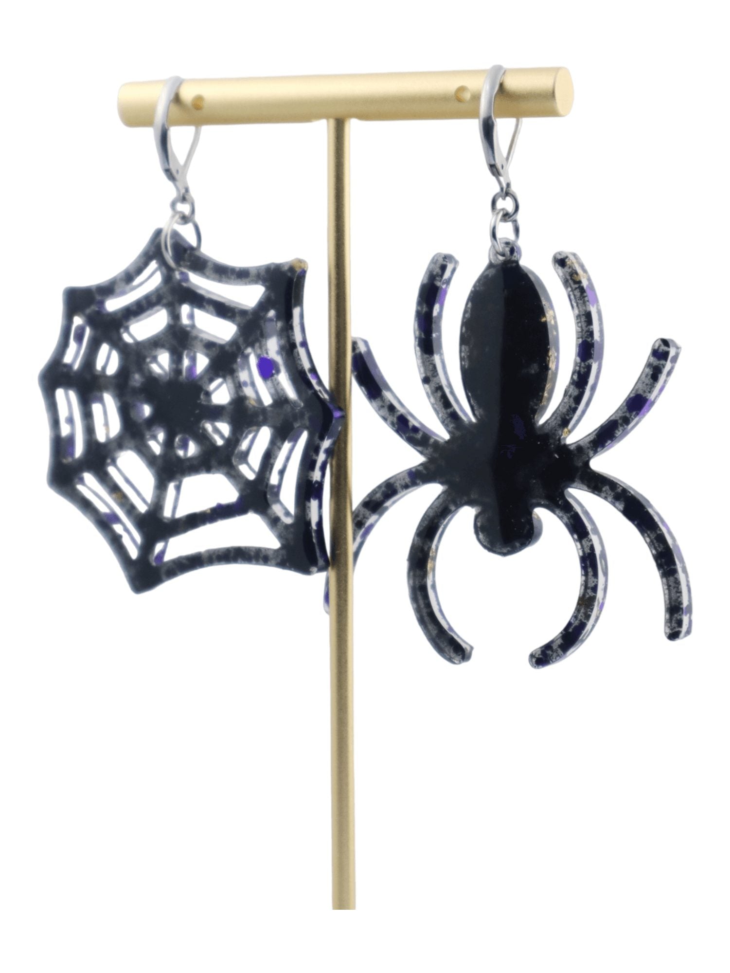 Spiderweb-Earrings---Purple-Glittery-Halloween-Earrings---BACK---Kaleidoscopes-And-Polka-Dots