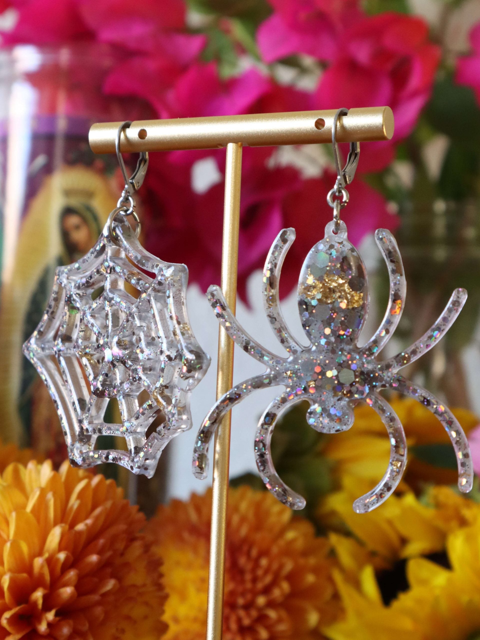 chrome-glittery-halloween-spiderweb-earrings-by-kaleidoscopes-and-polka-dots