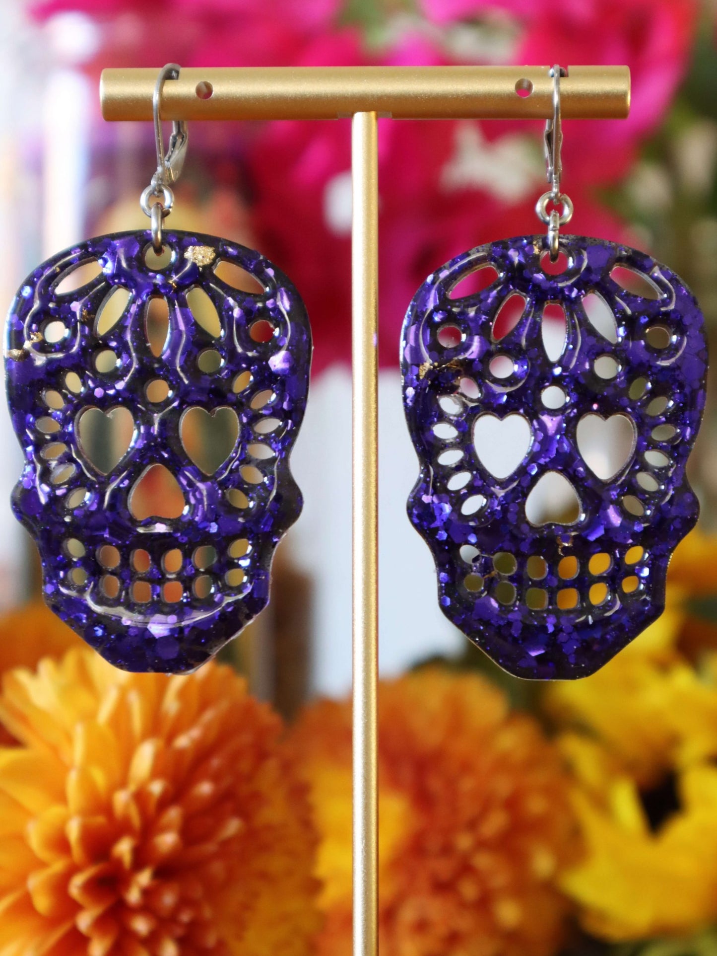 purple-and-black-sugar-skull-drop-earrings-by-kaleidoscopes-and-polka-dots