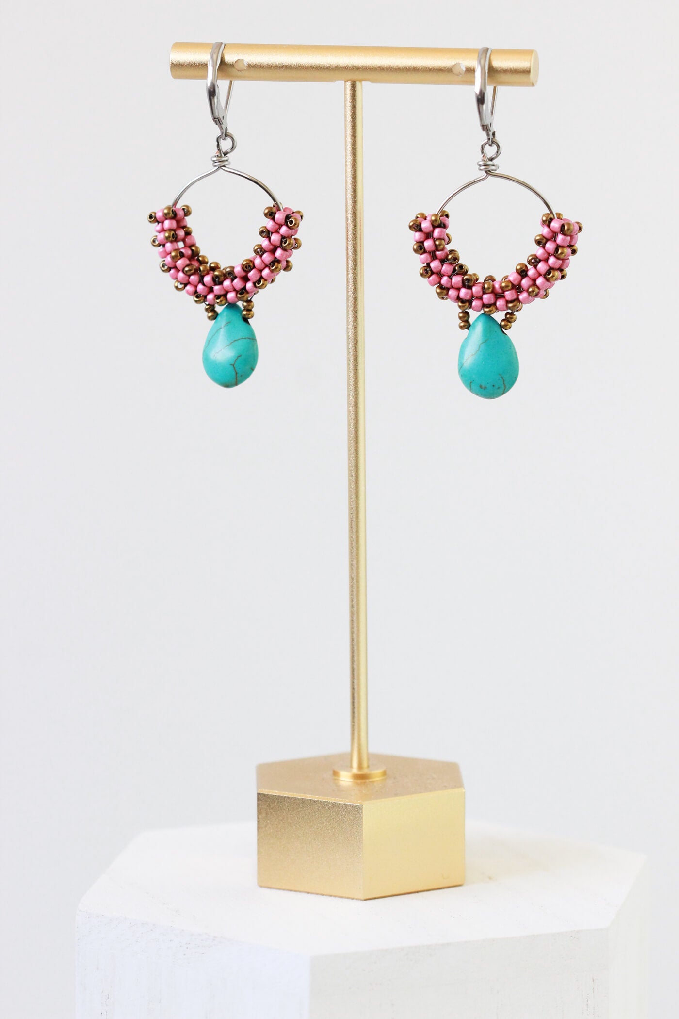 Mexican Pink Hoop Earrings by Kaleidoscopes And Polka Dots