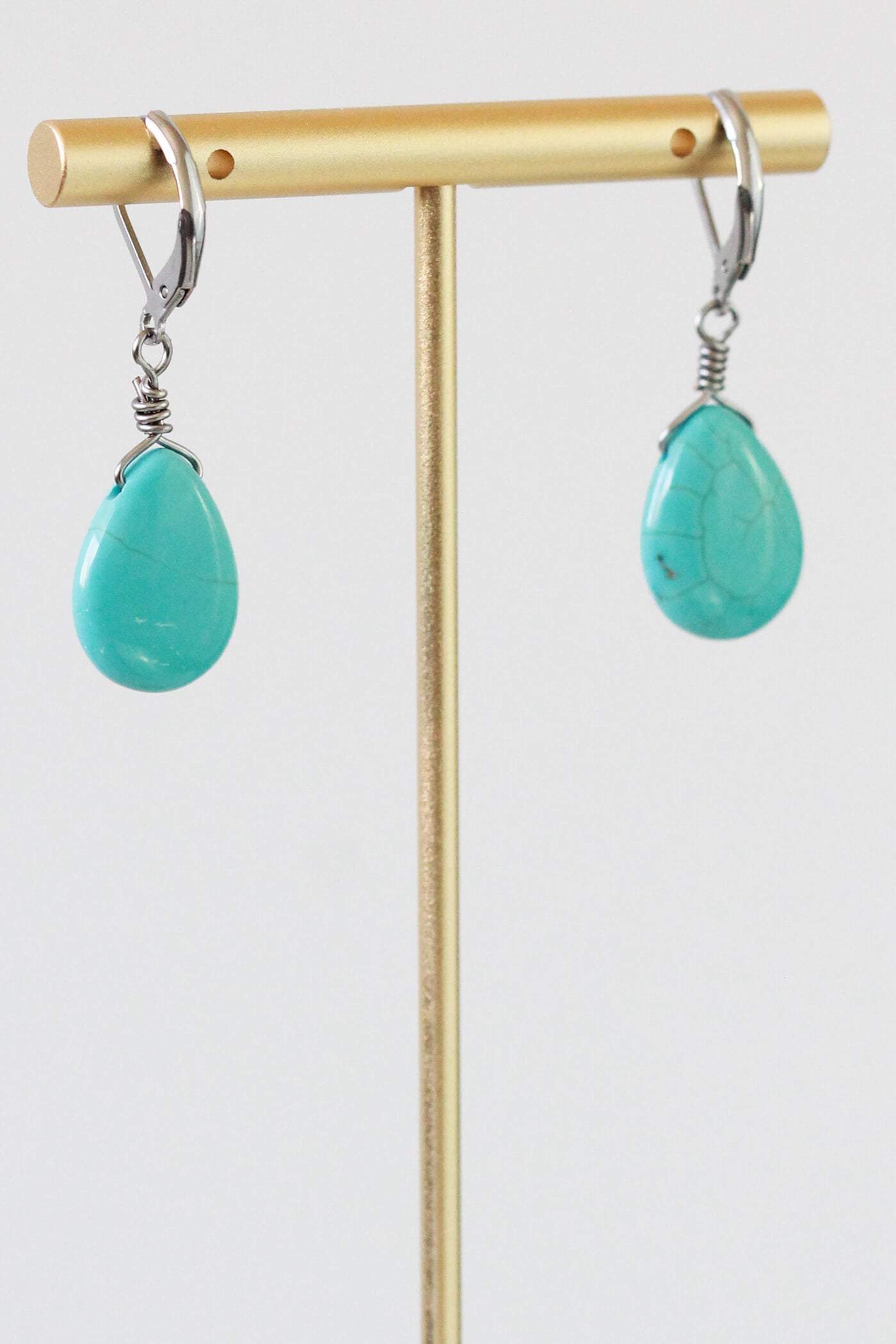 Turquoise Drop Earrings for Work by Kaleidoscopes And Polka Dots