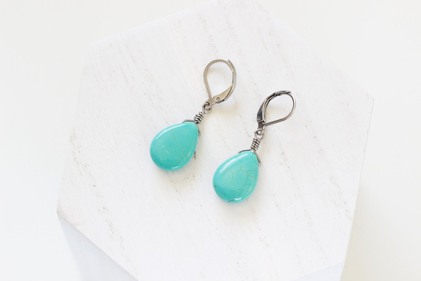 Turquoise Drop Earrings - Handmade Designer Jewelry by Kaleidoscopes And Polka Dots