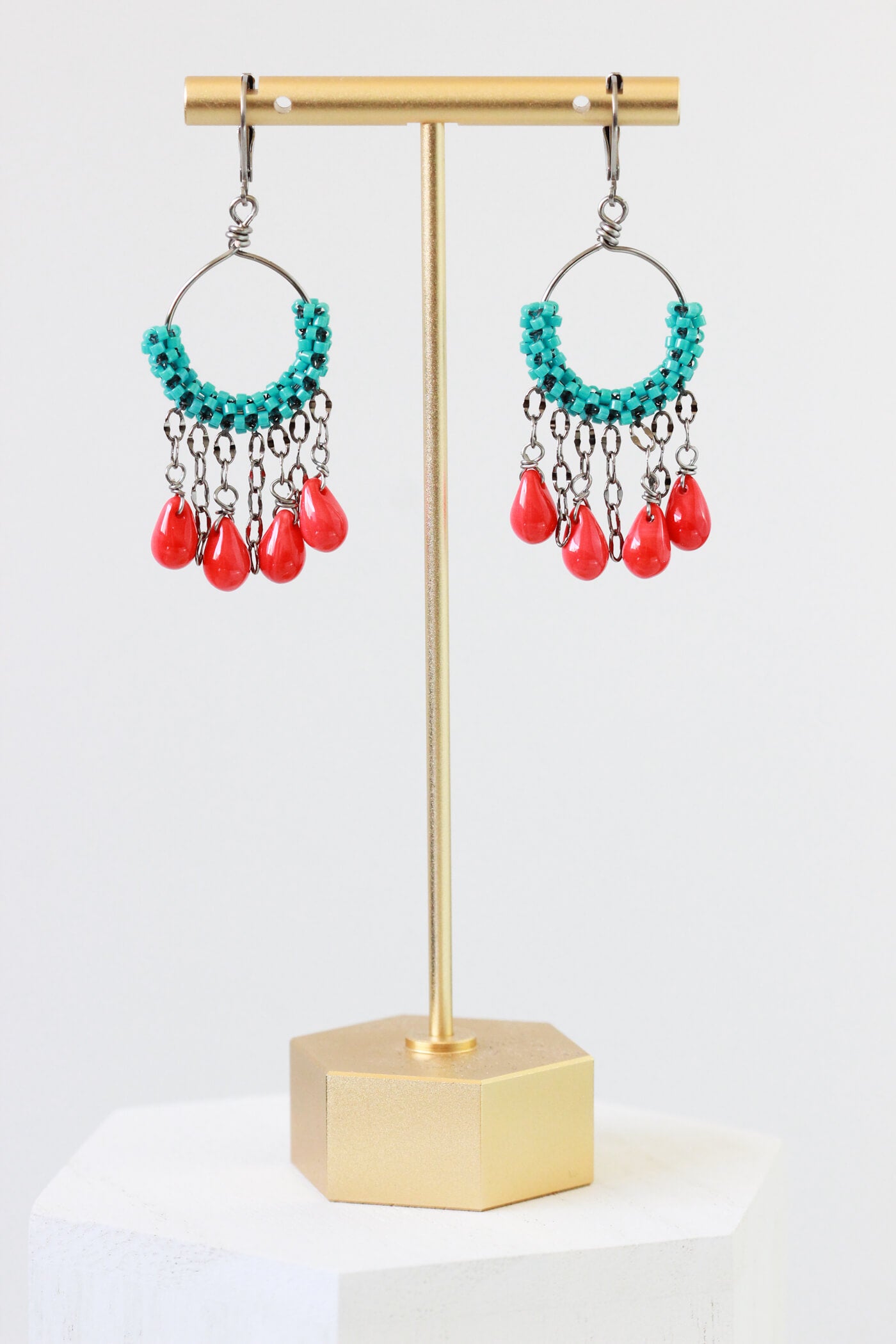 Elegant Orange Teardrop Earrings by Kaleidoscopes And Polka Dots