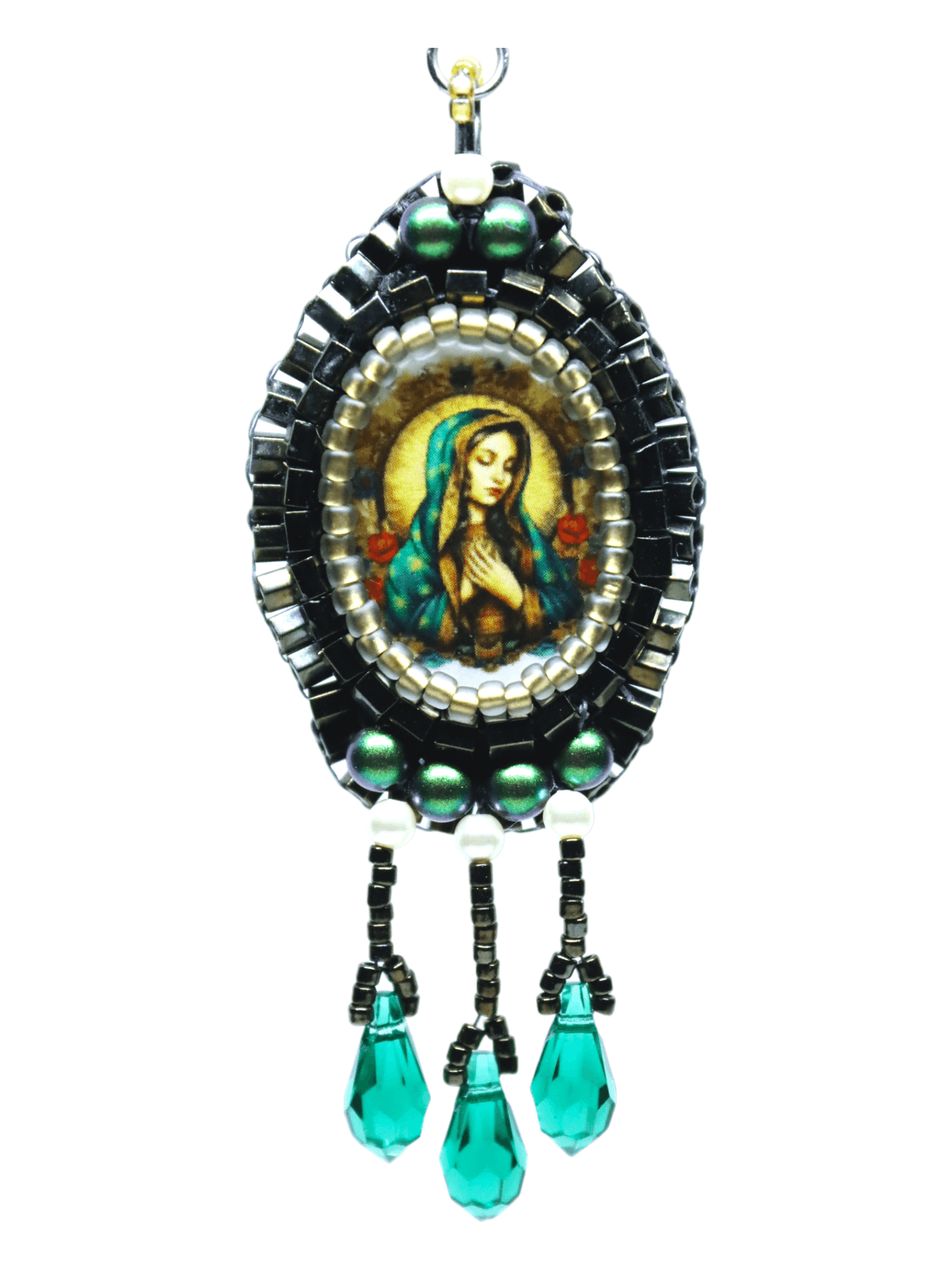 Virgin Mary Beaded Earrings