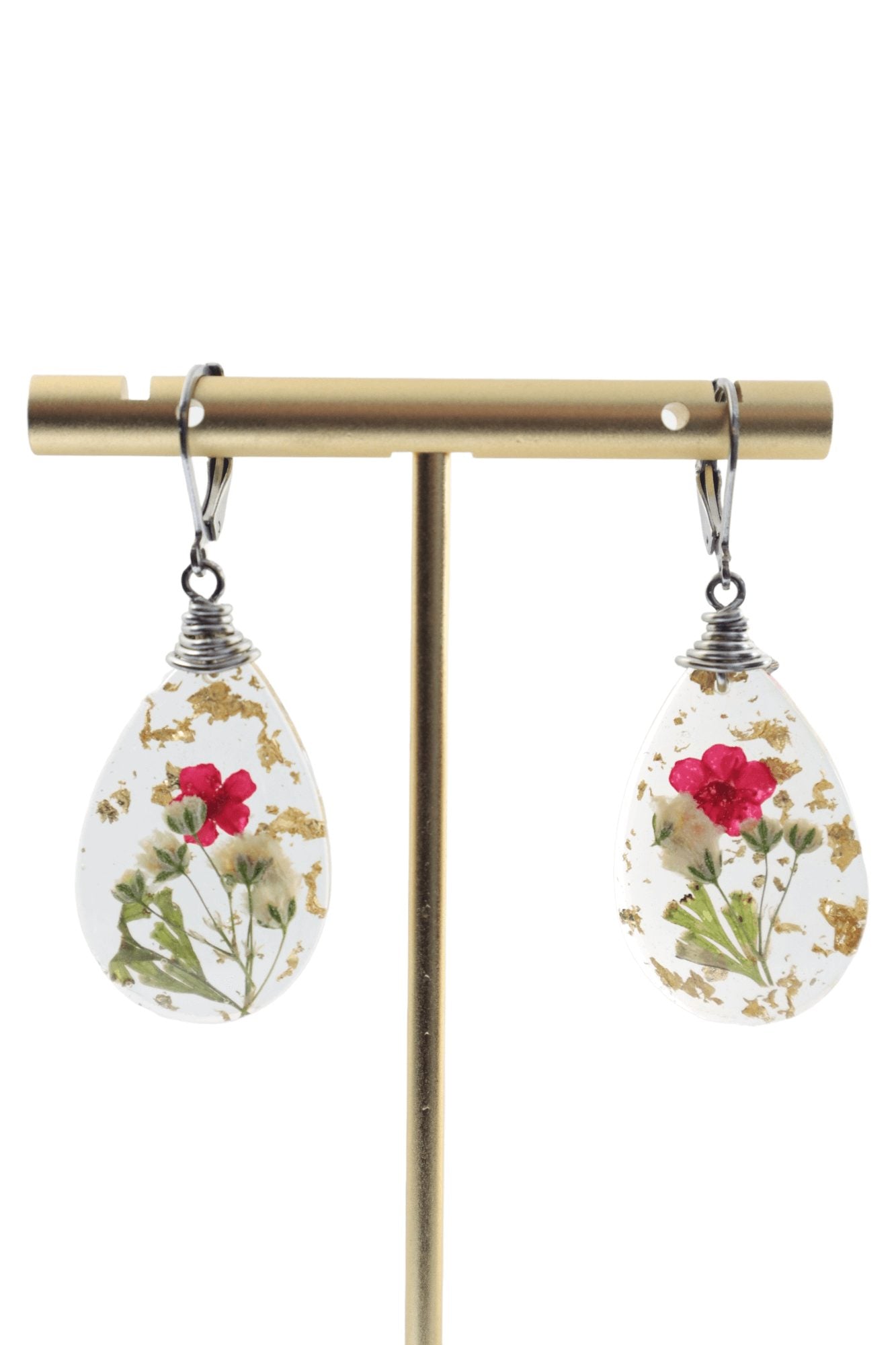 Earrings-with-flowers---romantic-jewelry---resin-flower-earrings---Kaleidoscopes-And-Polka-Dots