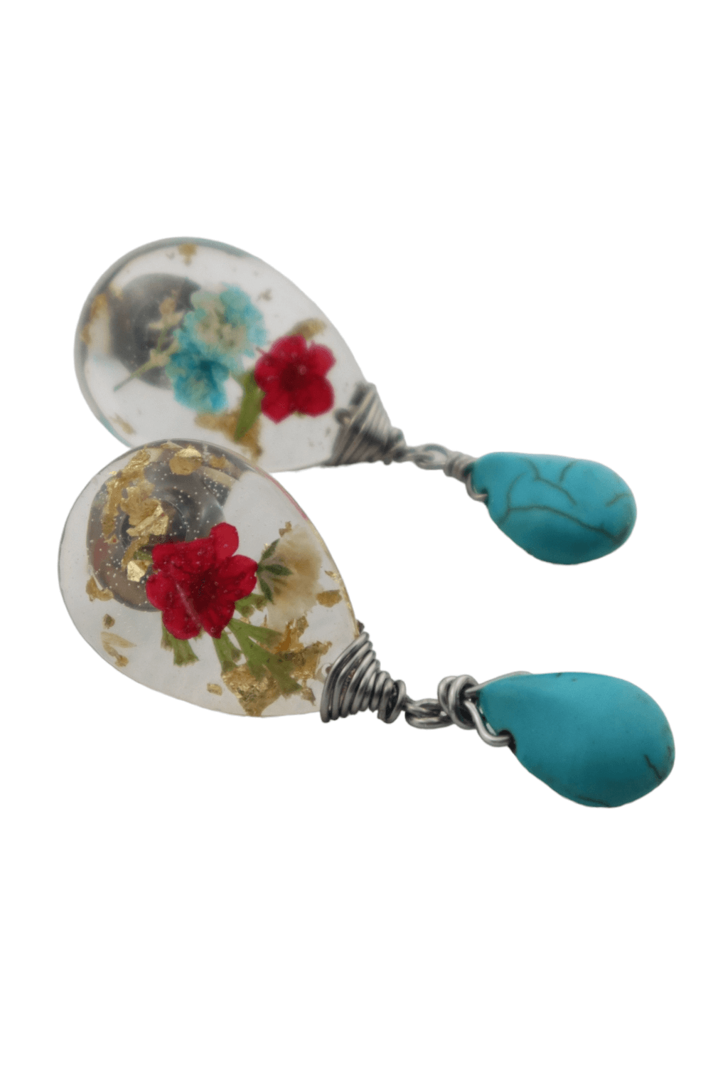 Garden-jewelry---turquoise-earrings-studs---flower-jewelry---Kaleidoscopes-And-Polka-Dots