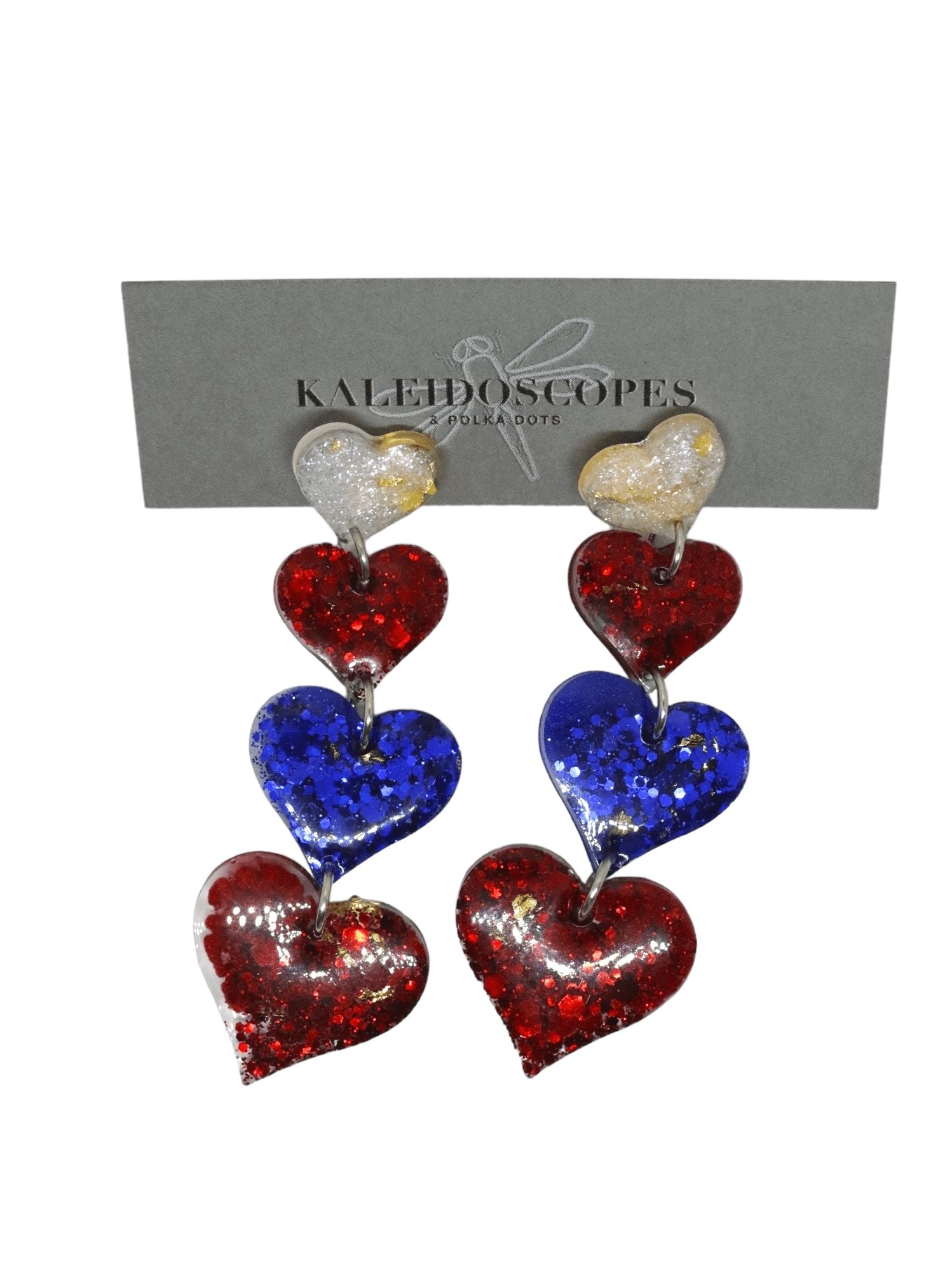 long-patriotic-heart-earrings---long-statement-stud-earrings---red-white-and-blue-glitter-jewelry---kaleidoscopes-and-polka-dots