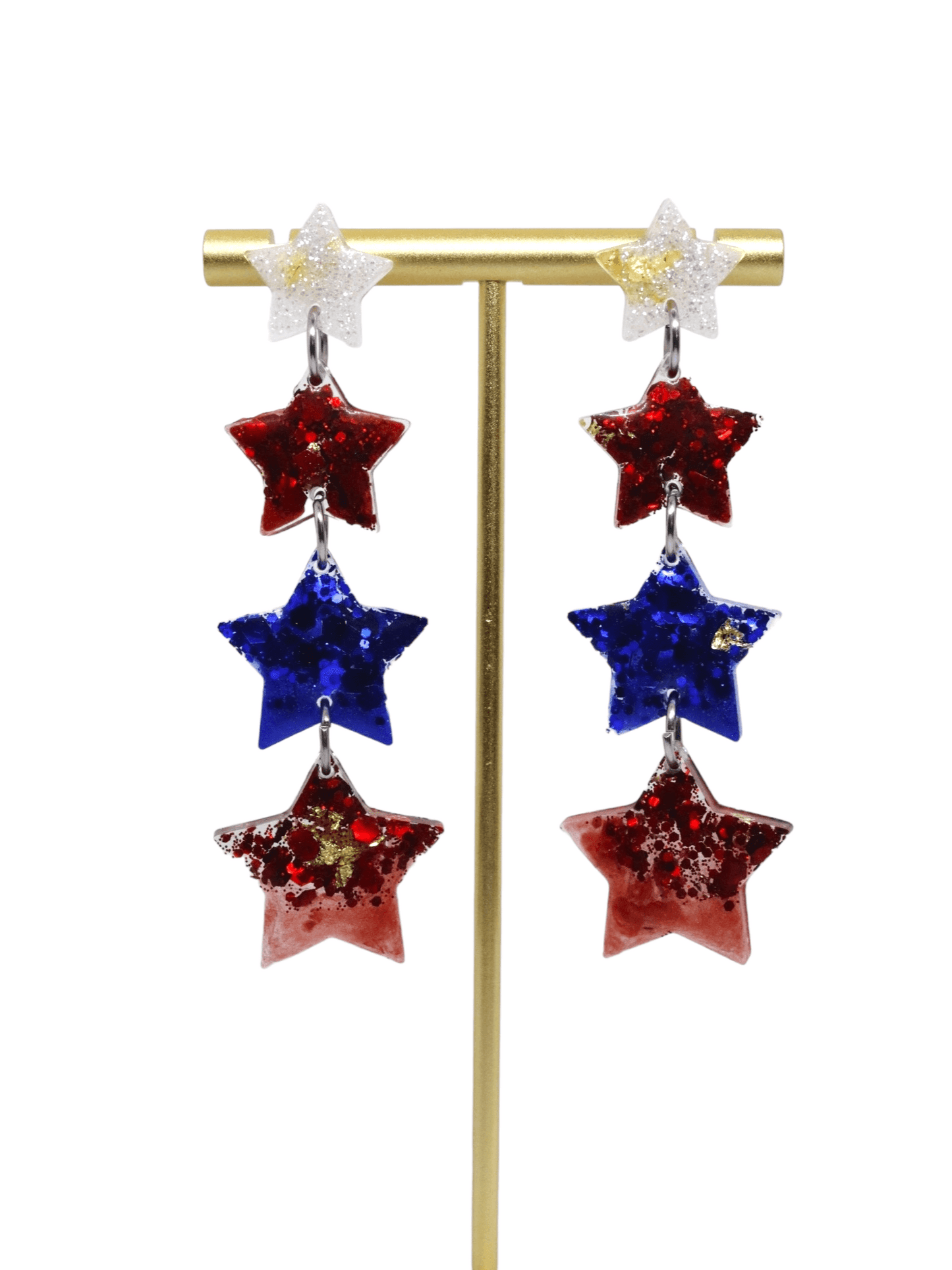long-patriotic-star-dangle-earrings---red-white-and-blue-jewelry---kaleidoscopes-and-polka-dots