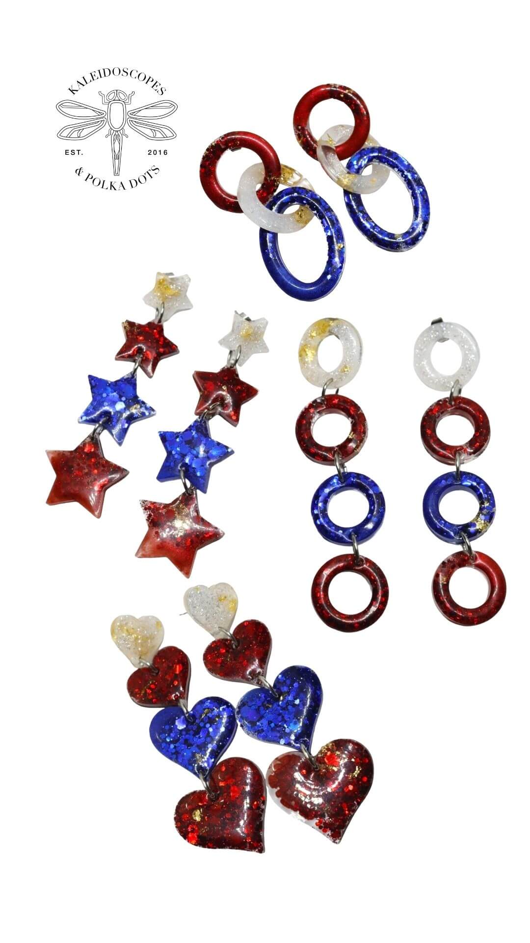 red-white-and-blue-earrings---stainless-steel-earrings---long-statement-earrings---kaleidoscopes-and-polka-dots