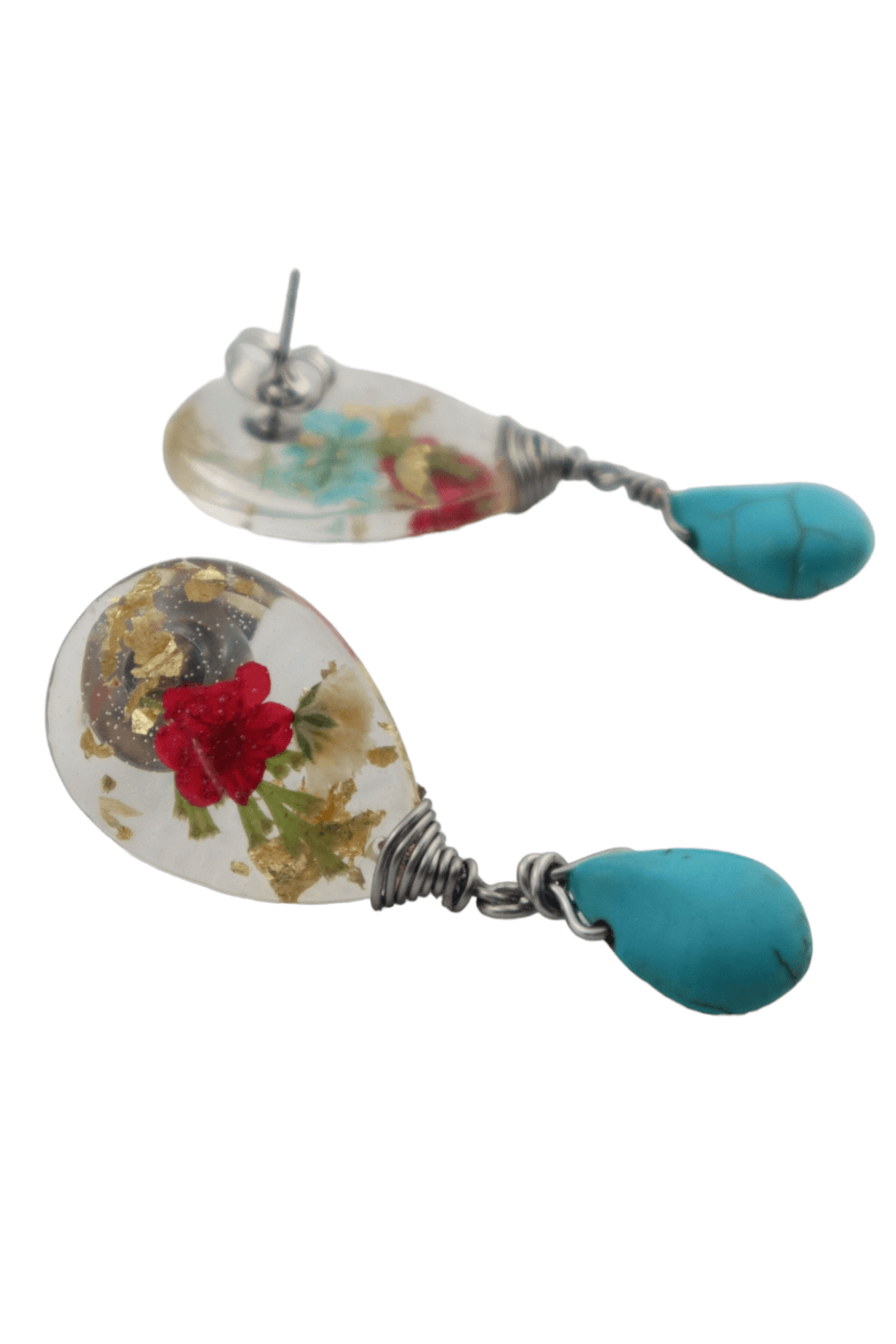 Resin-flower-earrings---flower-jewelry---Kaleidoscopes-And-Polka-Dots