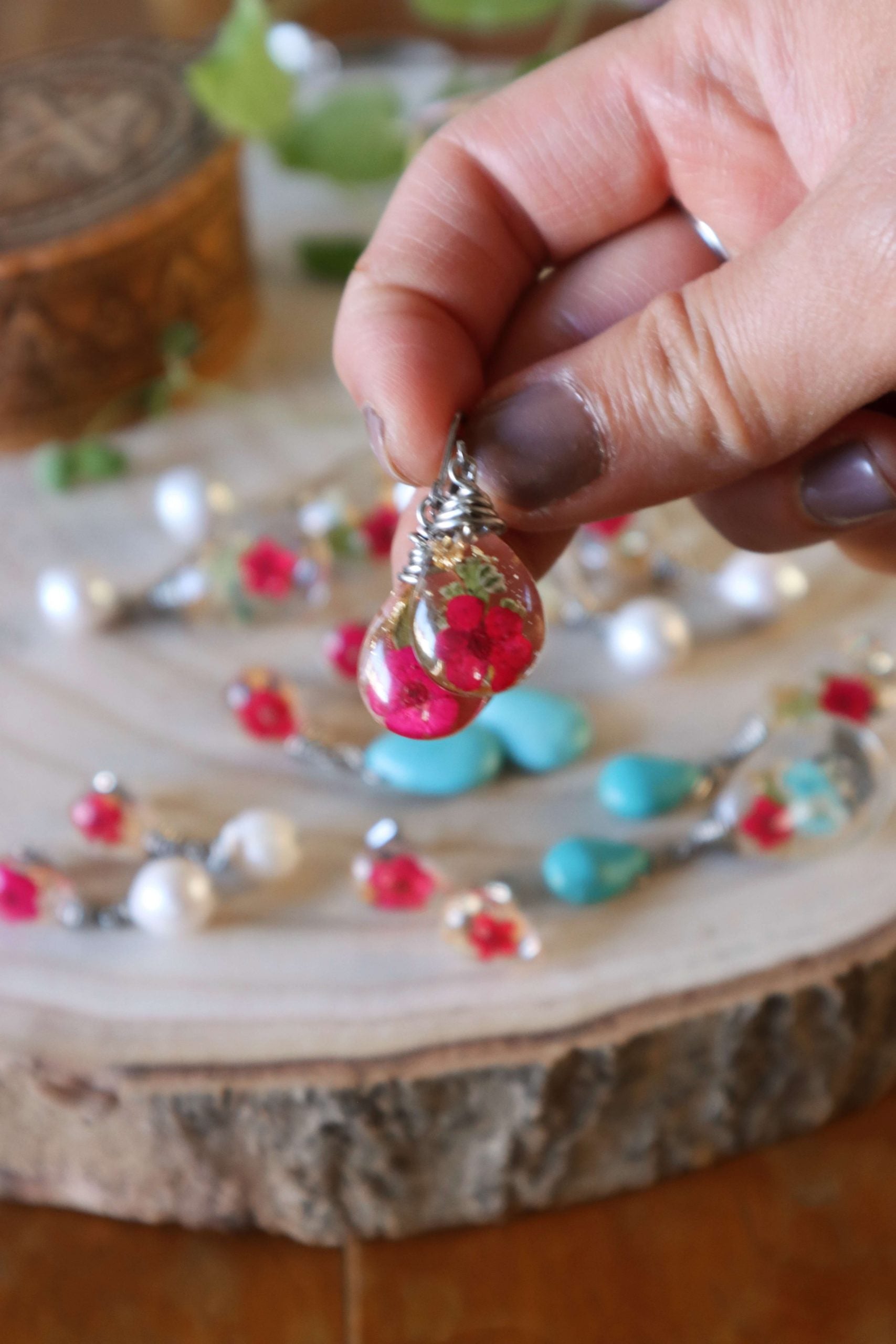 flower dangle earrings - romantic jewelry